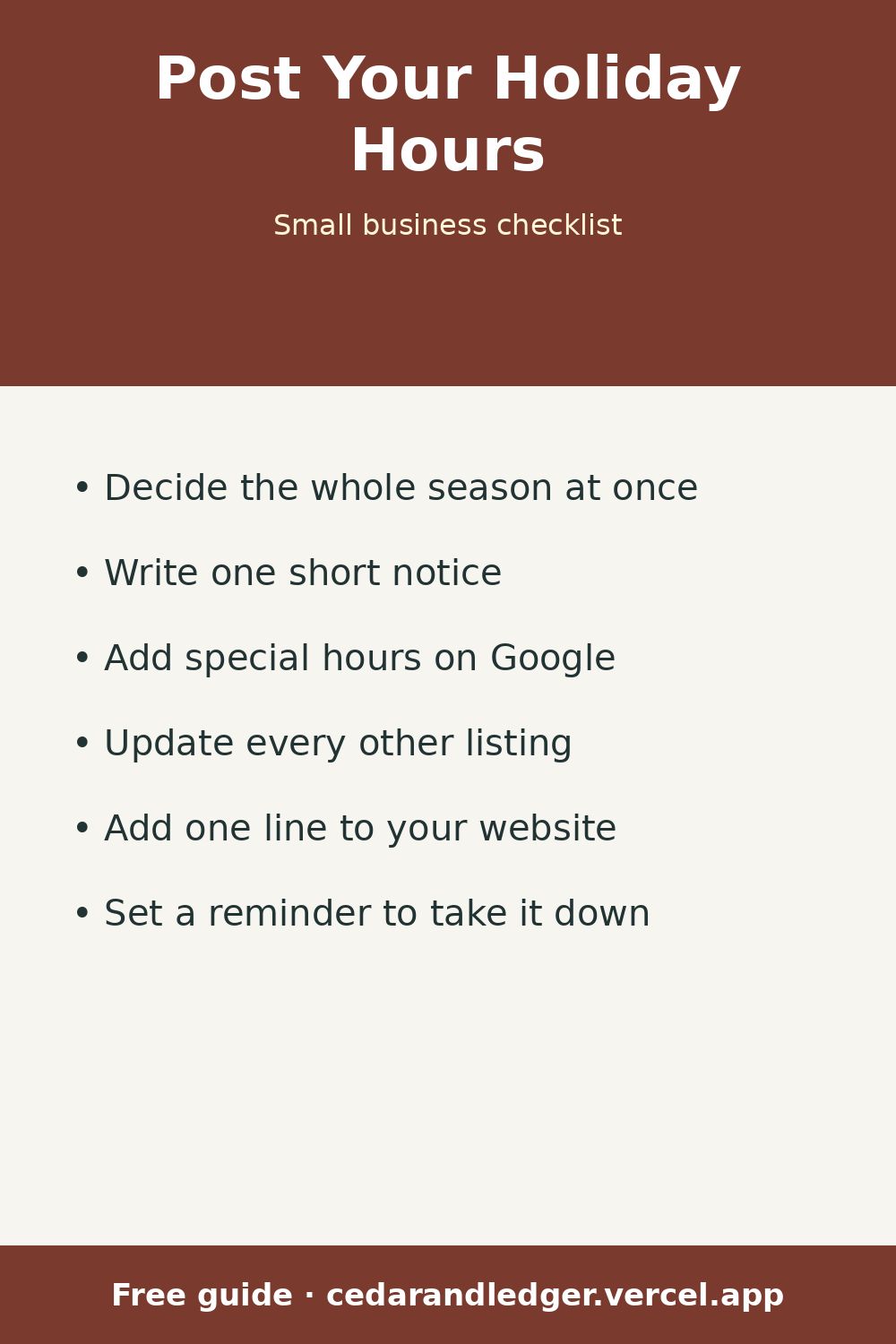 How to Post Holiday Hours for a Small Business (Checklist) (pinnable summary)