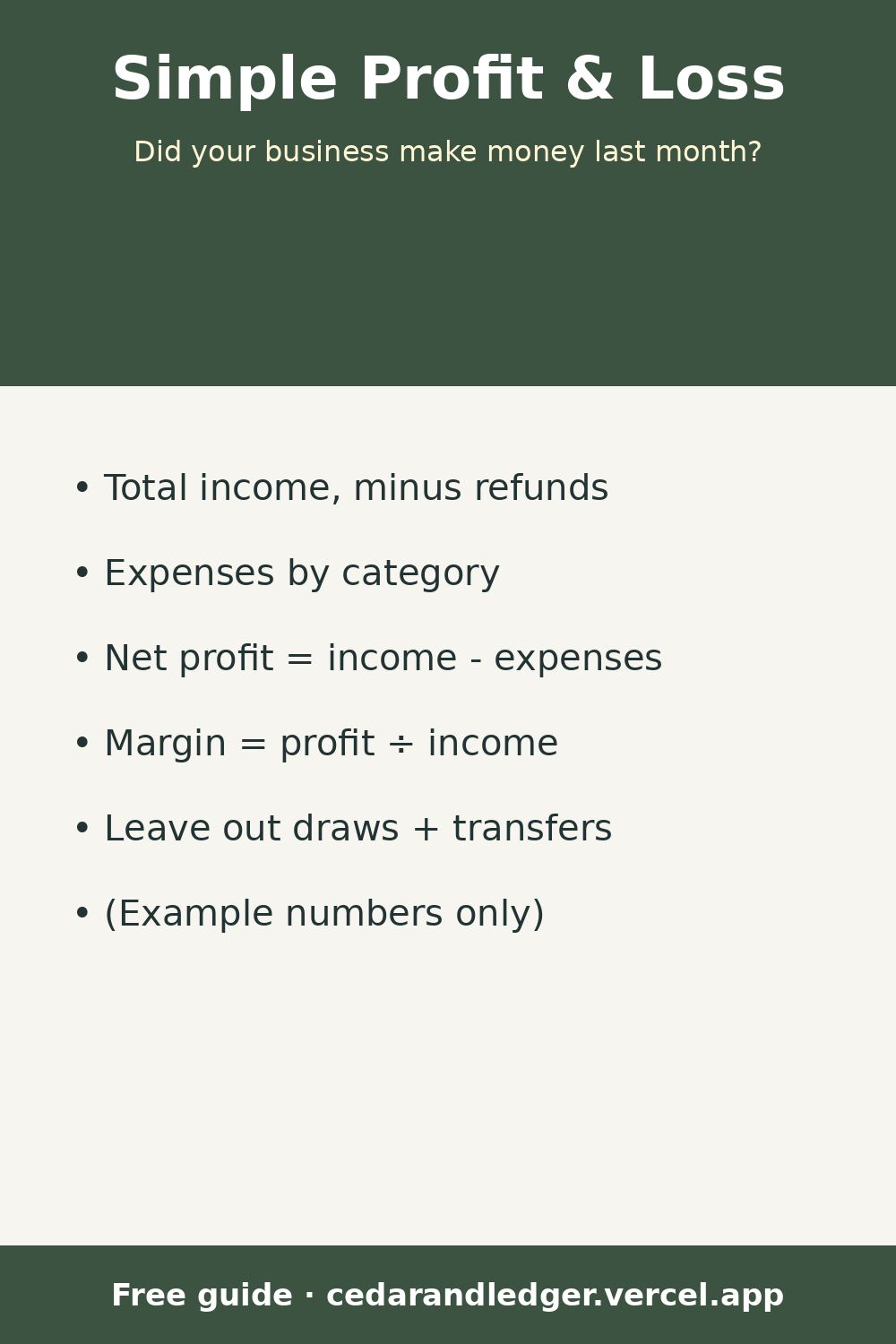 Simple Profit and Loss Statement for a Small Business (pinnable summary)