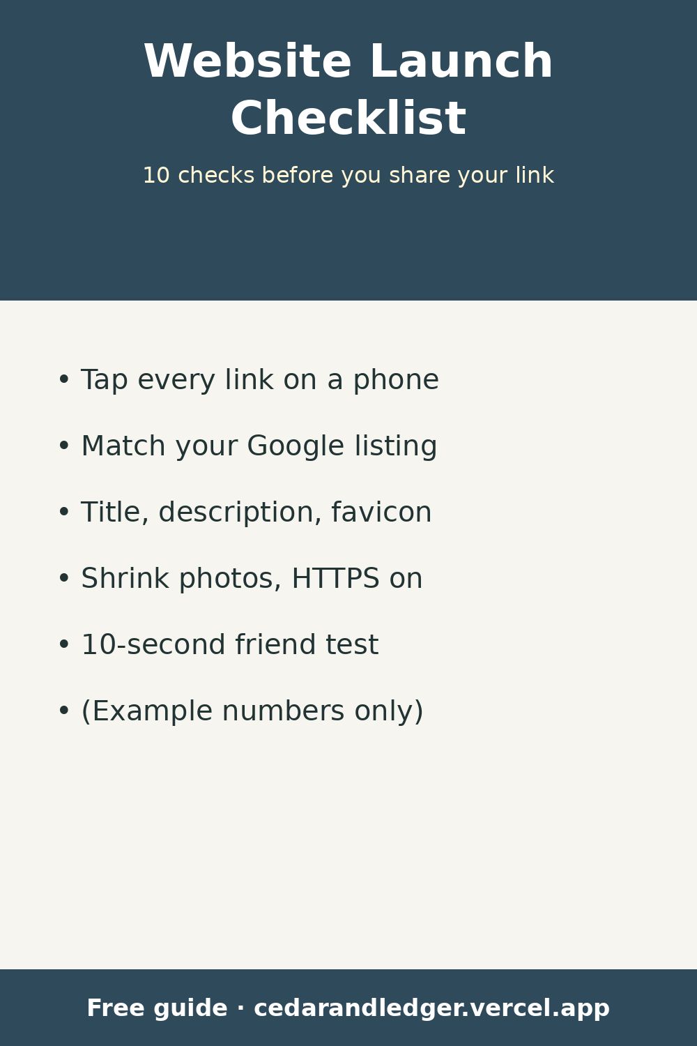 Small Business Website Launch Checklist (Before You Share) (pinnable summary)