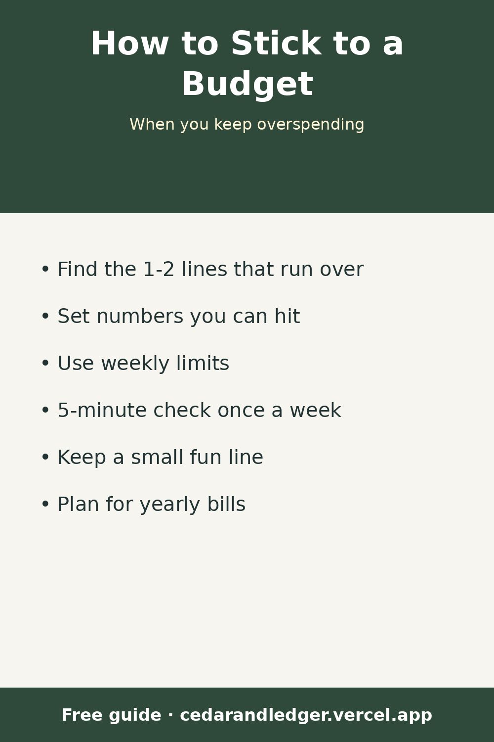 How to Stick to a Budget When You Keep Overspending (pinnable summary)