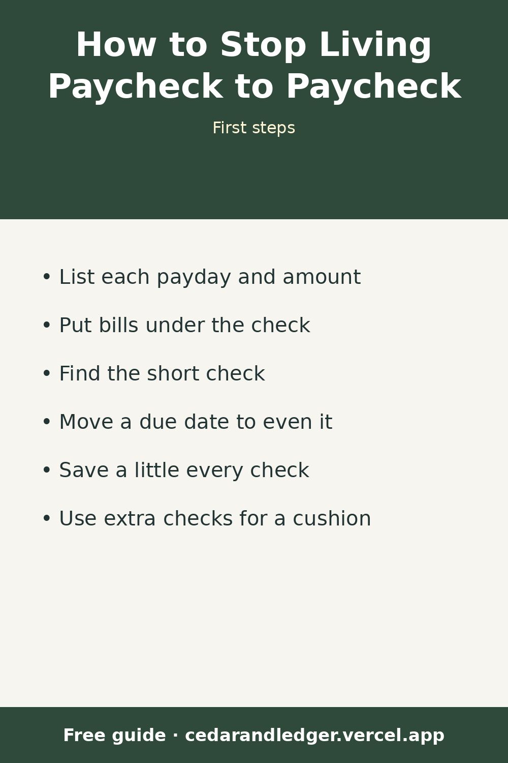 How to Stop Living Paycheck to Paycheck (First Steps) (pinnable summary)