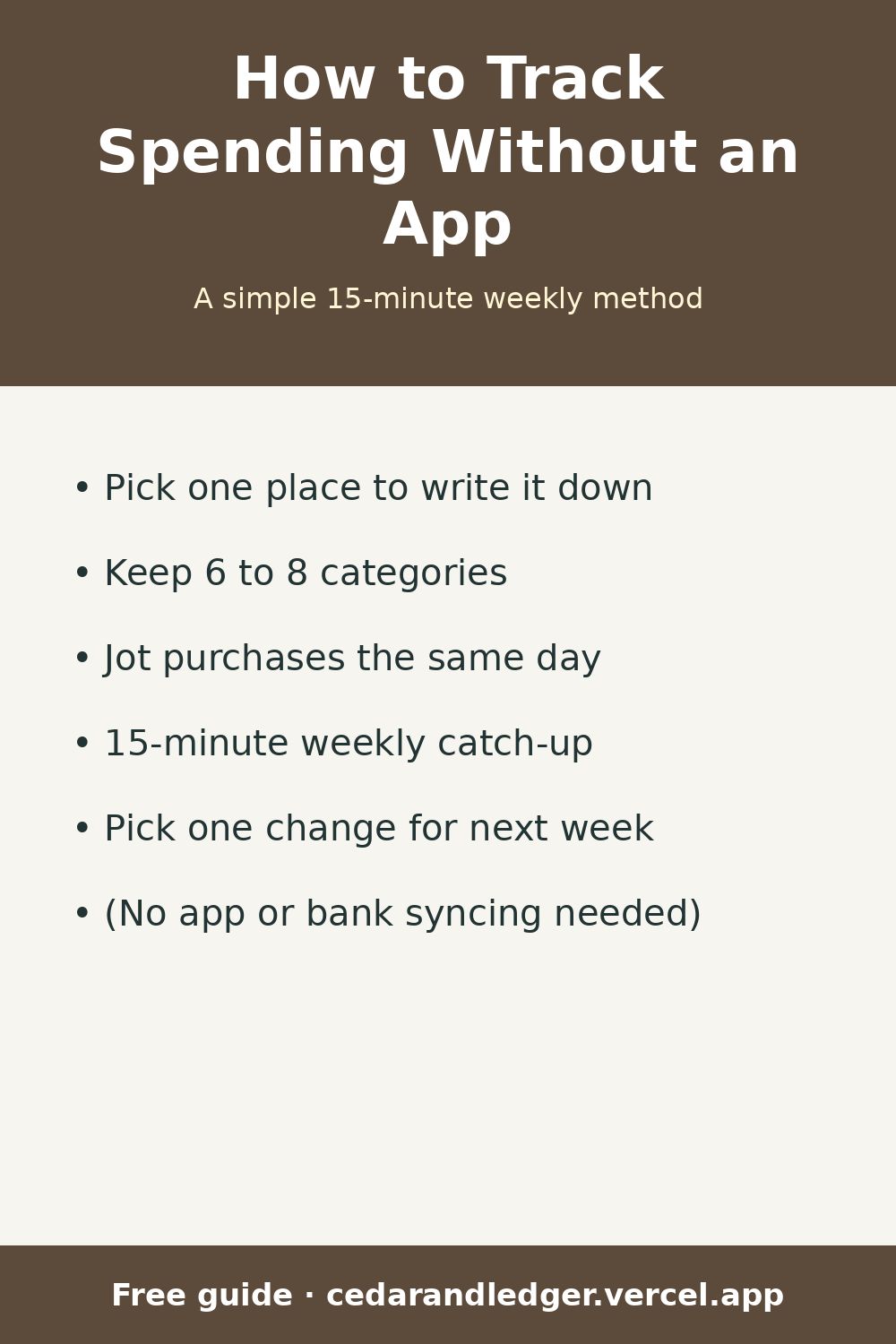 How to Track Spending Without an App (Weekly Method) (pinnable summary)