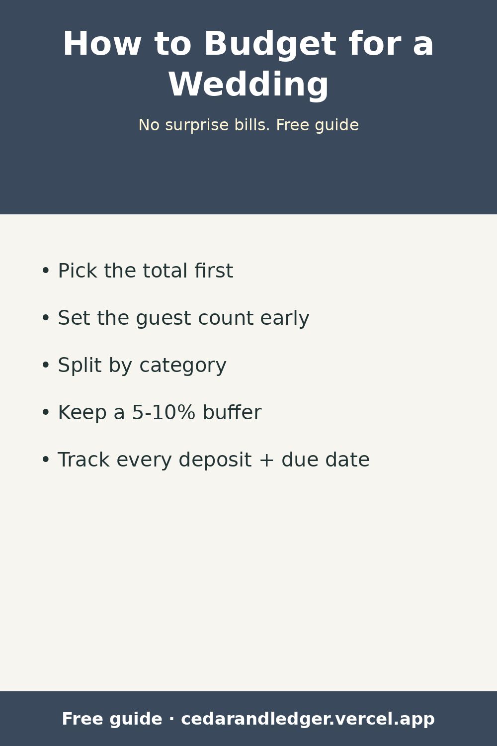 How to Budget for a Wedding (Without the Surprise Bills) (pinnable summary)