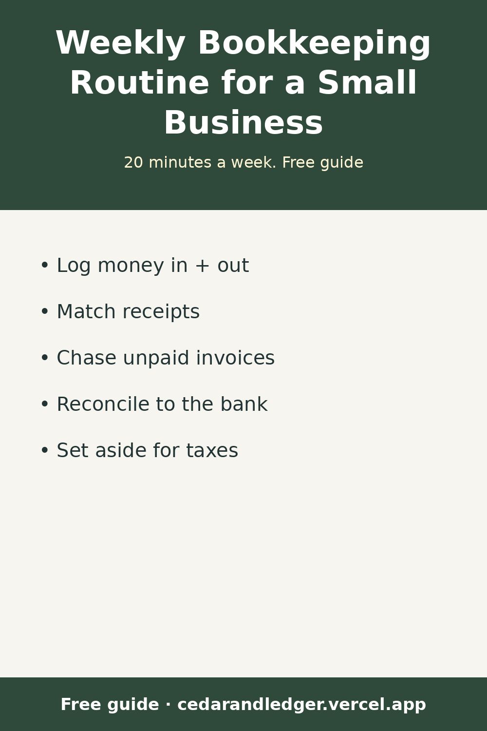 Weekly Bookkeeping Routine for a Small Business (20 Minutes) (pinnable summary)