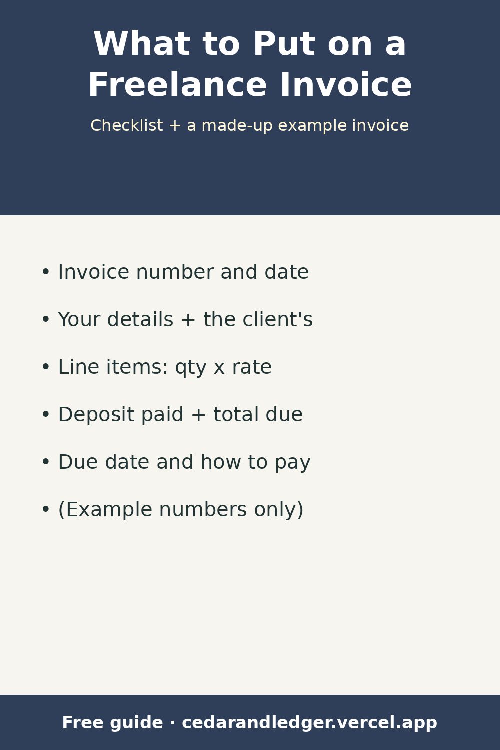 What to Put on a Freelance Invoice (Checklist + Example) (pinnable summary)