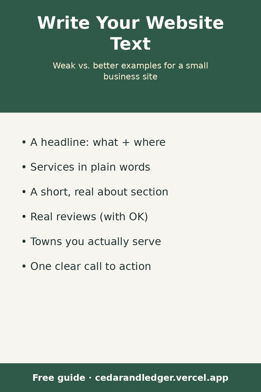 How to Write Your Small Business Website Text (Examples) (pinnable summary)
