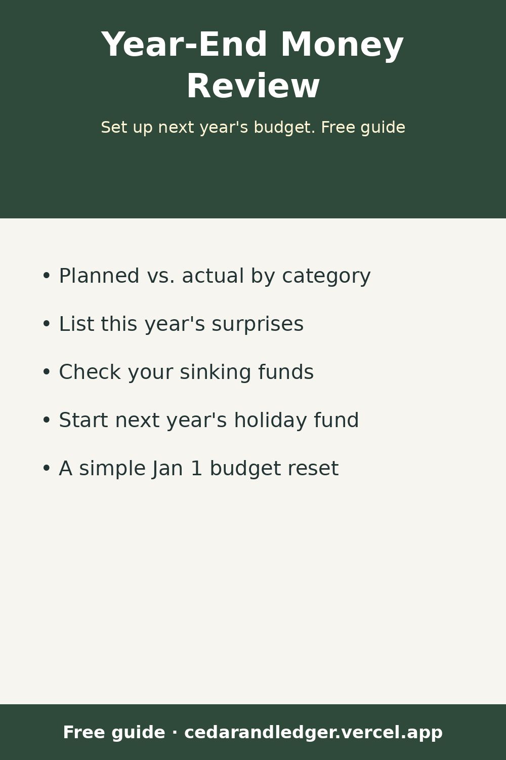 Year-End Money Review: Set Up Next Year's Budget (pinnable summary)