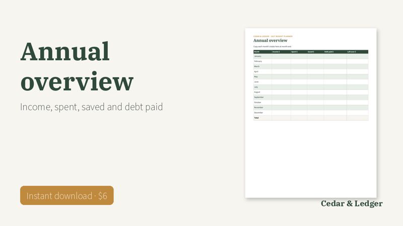 Printable Budget Planner 2027 (Monthly Budget and Bill Tracker): overview preview