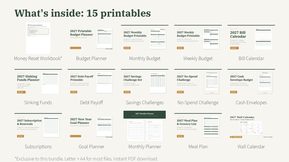 2027 Ultimate Money & Planner Bundle: inside preview