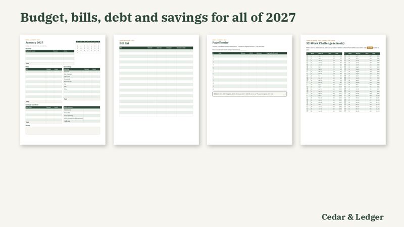 2027 Ultimate Money & Planner Bundle: samples preview