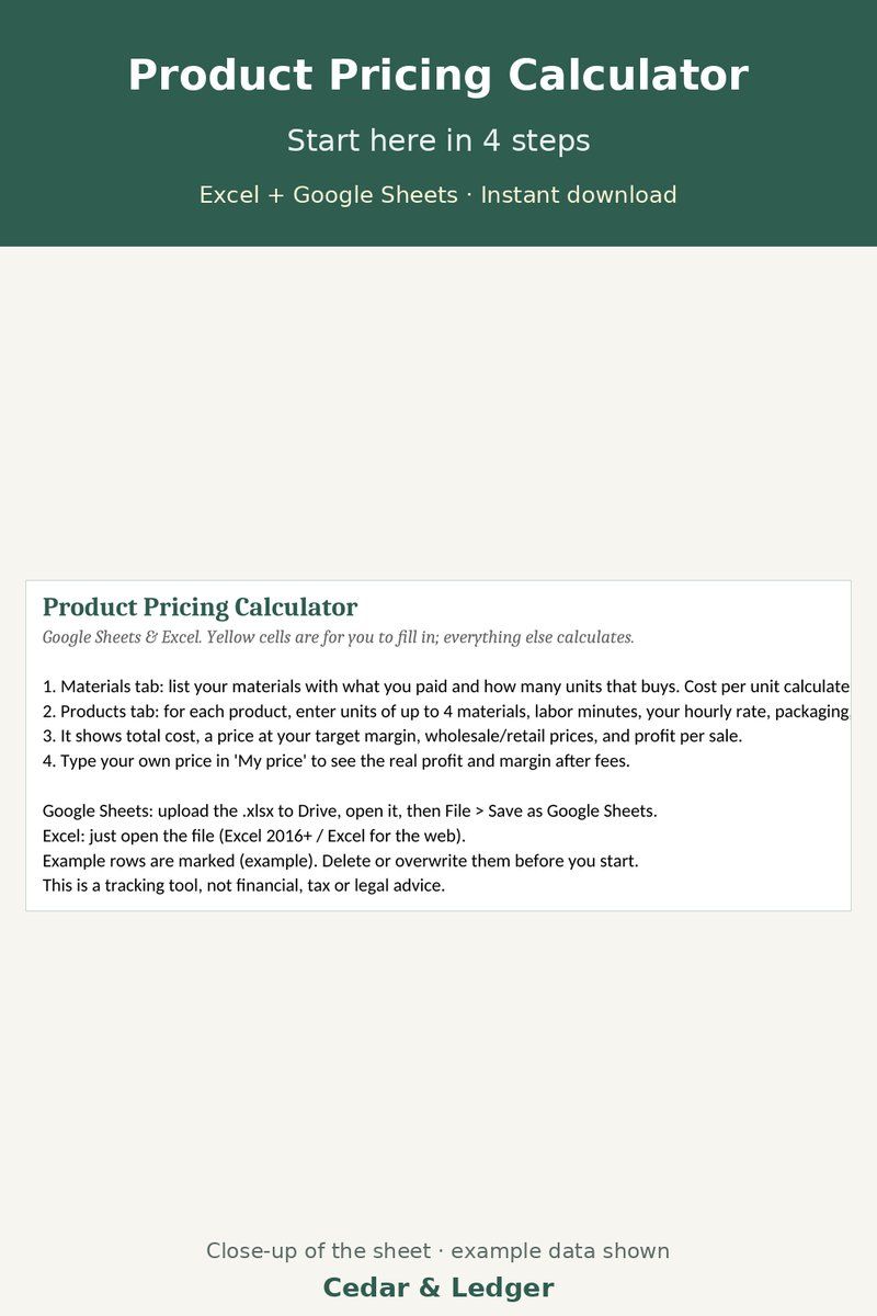 Self-Employed & Small Business Bundle | Bookkeeping, Invoices, Pricing, Mileage & Profit Spreadsheets: Pricing calculator preview