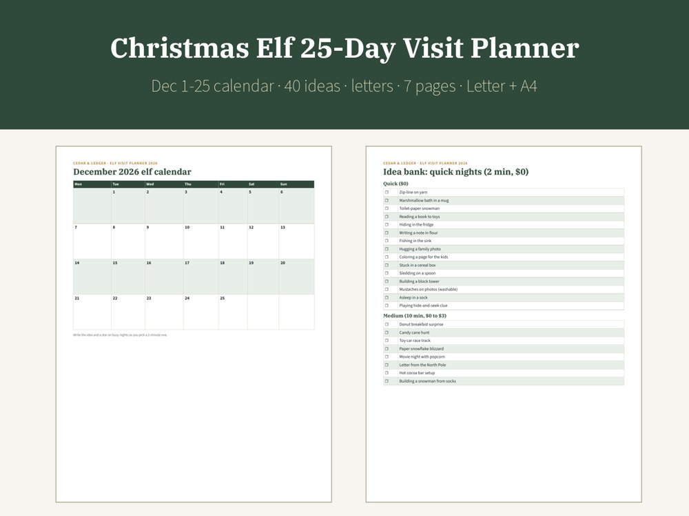 Christmas Family Fun Bundle 2026: elf visit planner 2026 preview