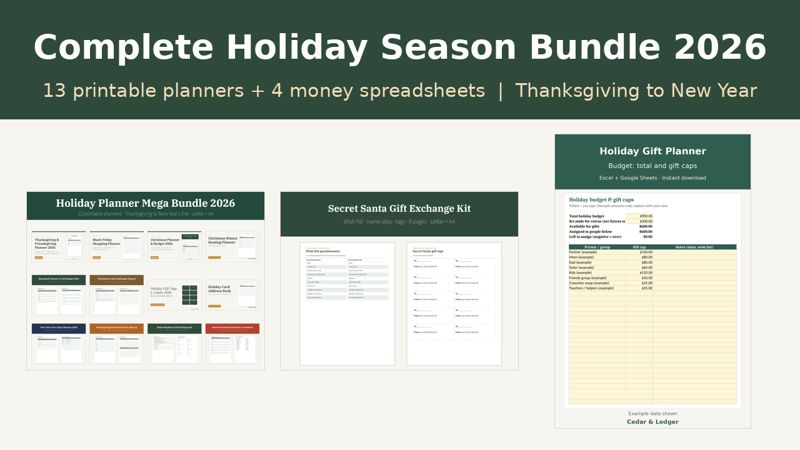 Complete Holiday Season Bundle 2026 preview (example data)