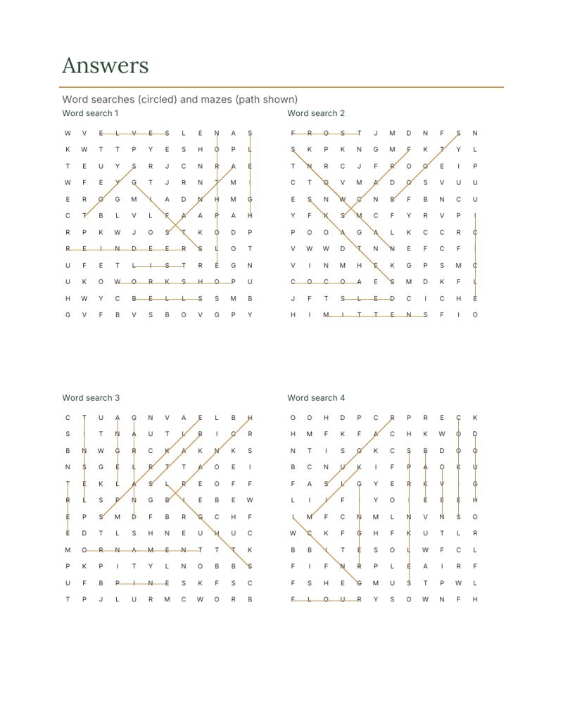 Kids Winter Break Activity Bundle: answers preview