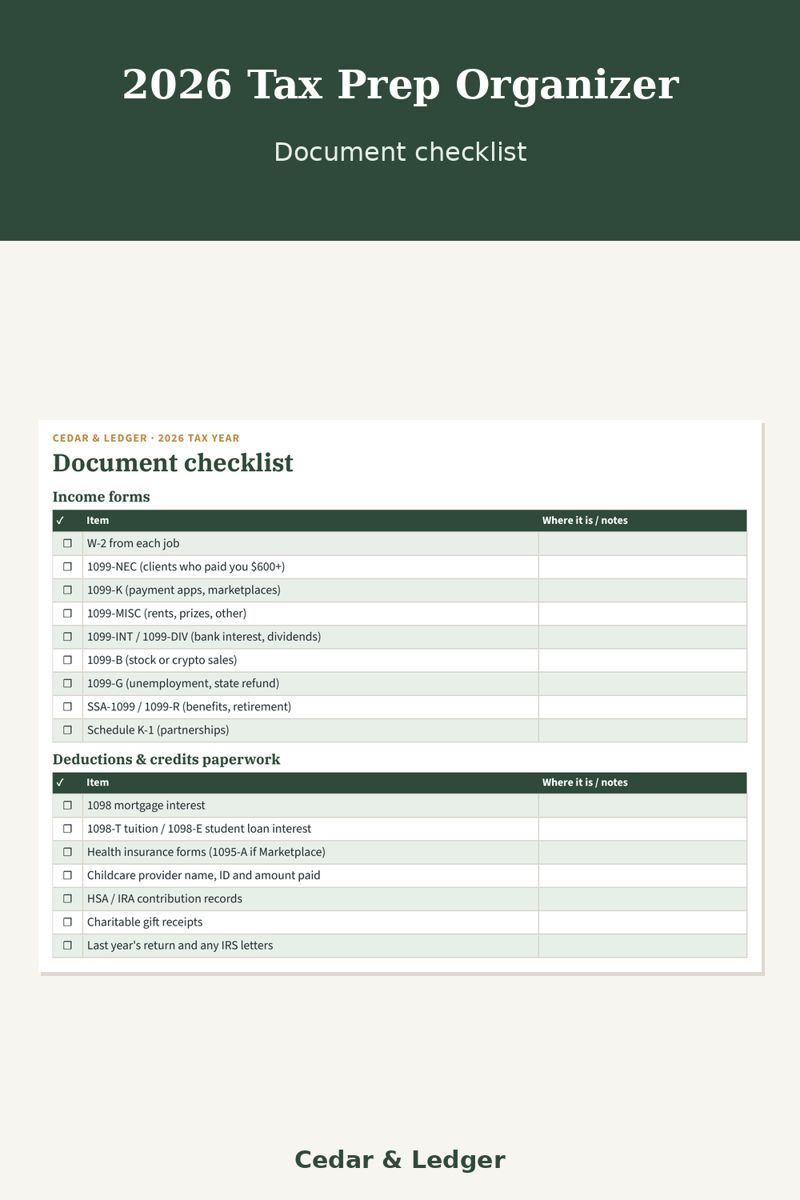 Tax Season Prep Bundle: Tax prep organizer preview