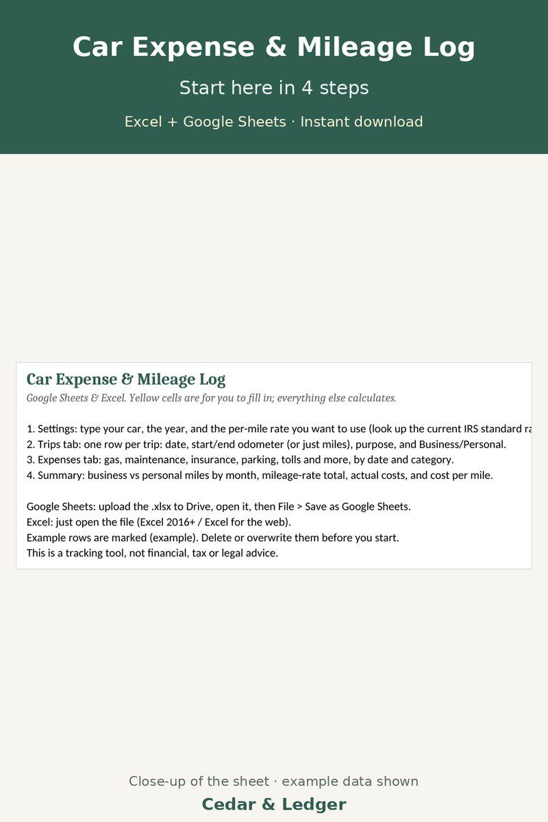 Tax Season Prep Bundle: Car expense and mileage log preview