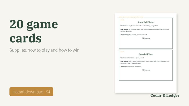 60-Second Christmas Party Games: cards preview
