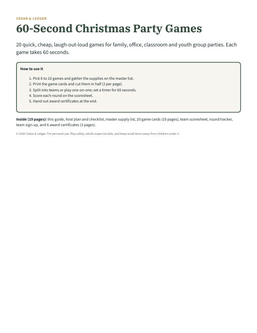 60-Second Christmas Party Games: pg 01 preview