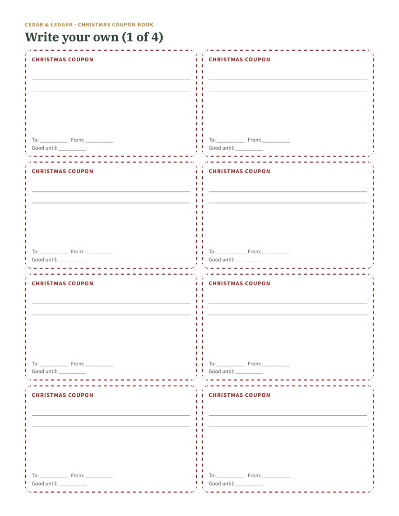 Christmas Coupon Book 2026: blank preview