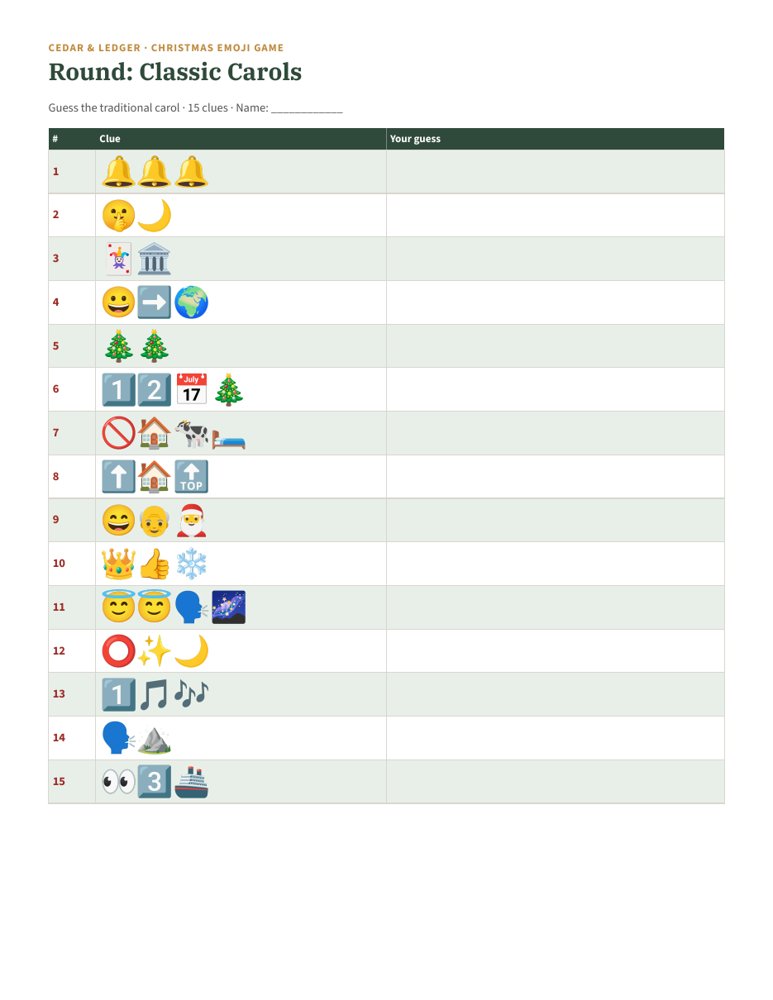 Christmas Emoji Game: carols preview