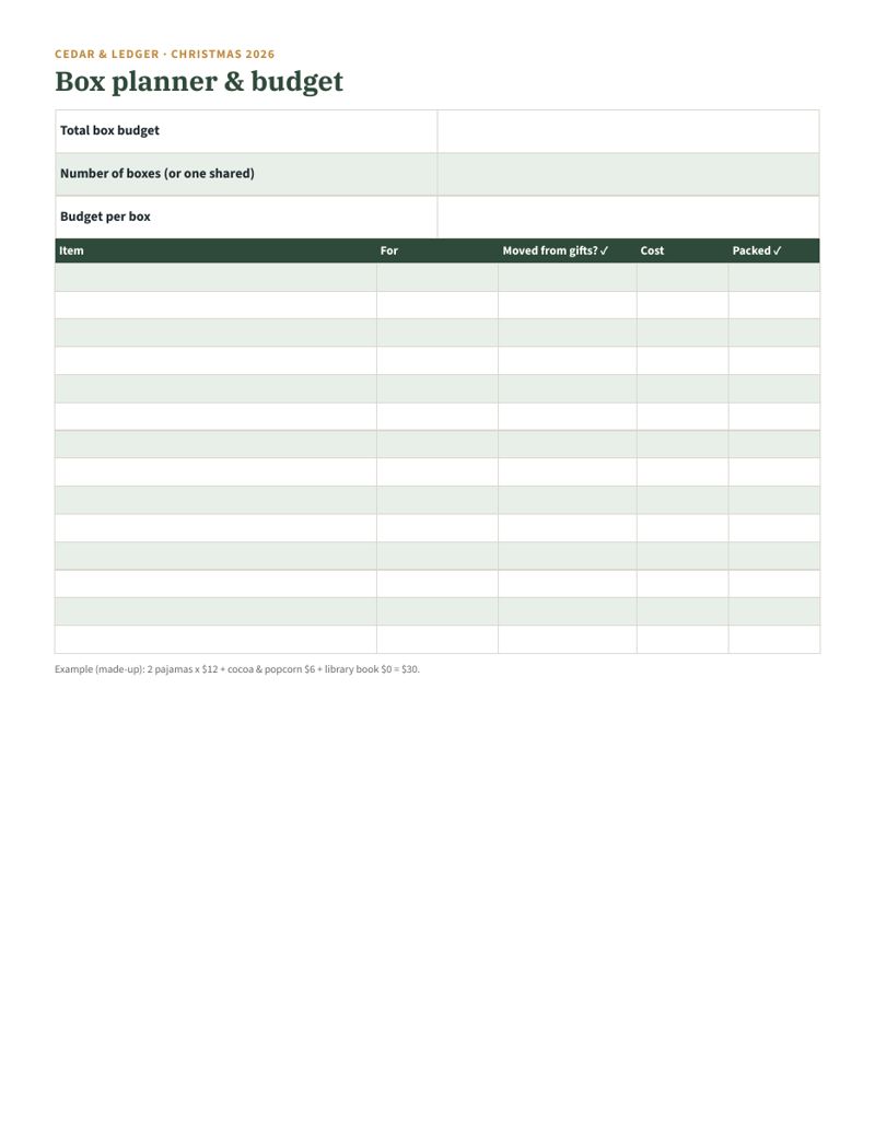 Christmas Eve Box Printables: planner preview