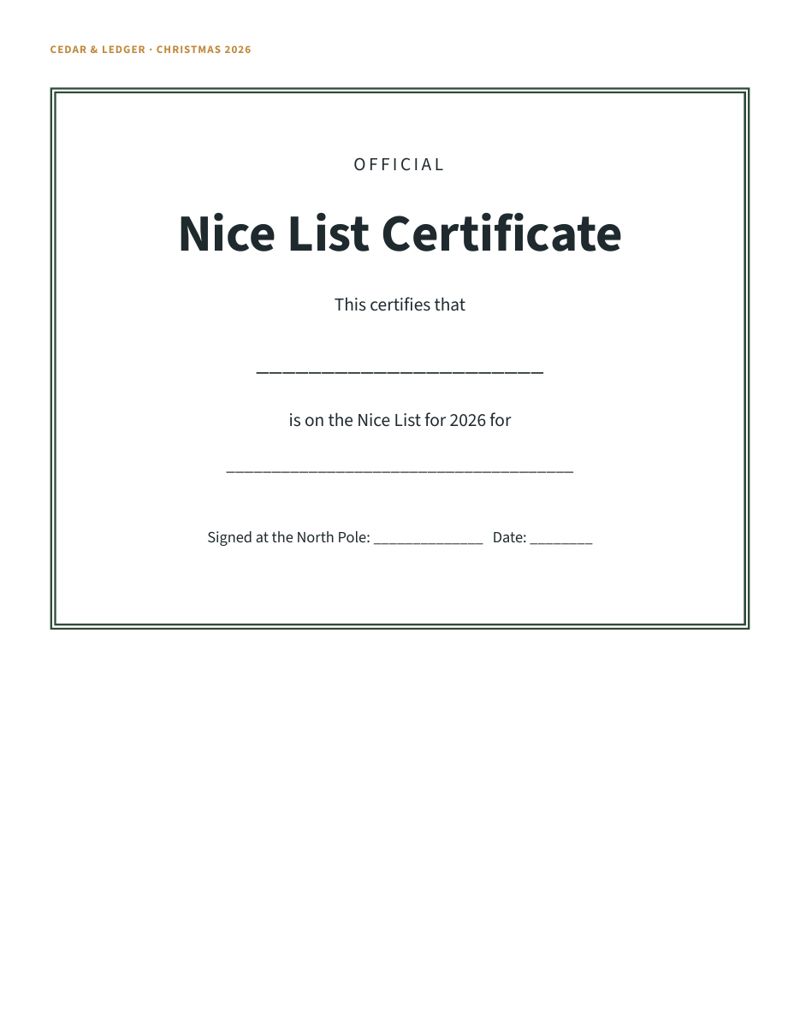 Christmas Eve Box Printables: nice list preview
