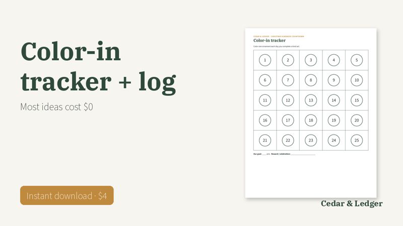 Christmas Kindness Countdown: tracker preview