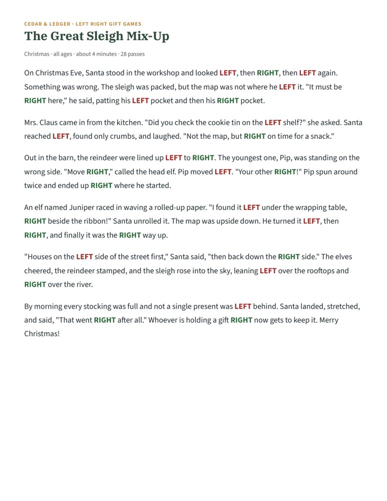 Left Right Gift Games: sleigh preview