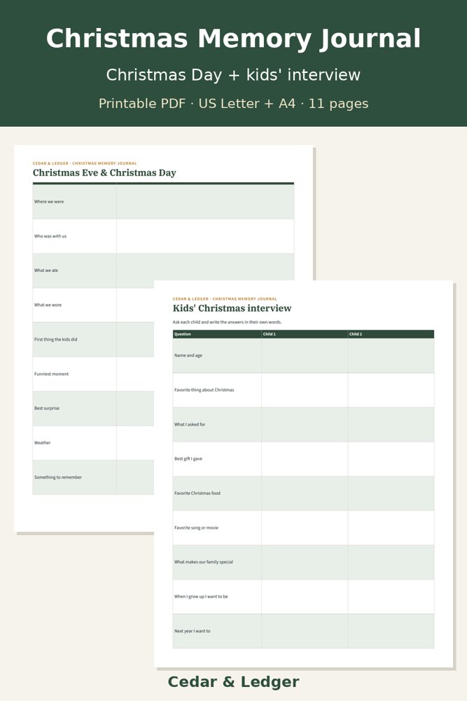 Christmas Day and kids' interview pages