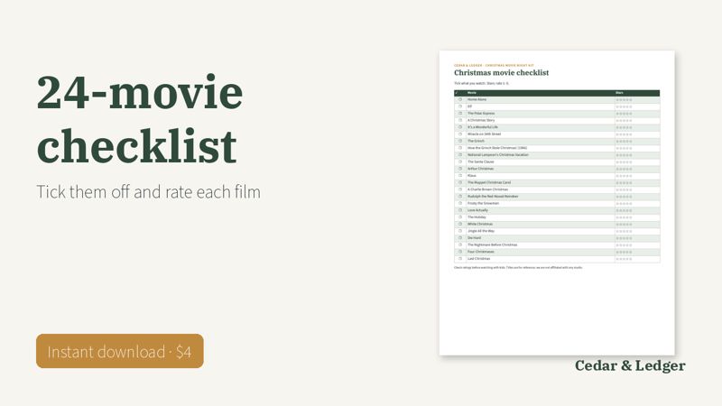 Christmas Movie Night Kit: checklist preview
