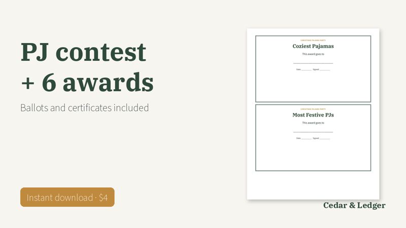Christmas Pajama Party Kit: awards preview