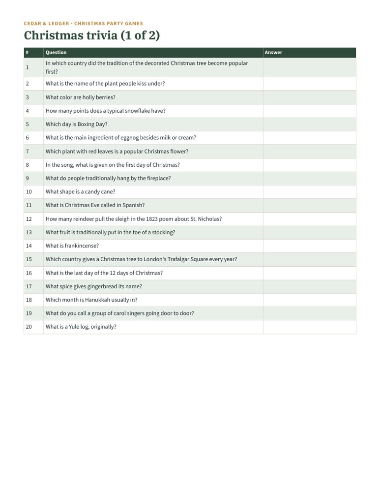 Christmas Party Games for Adults & Office Parties: trivia preview