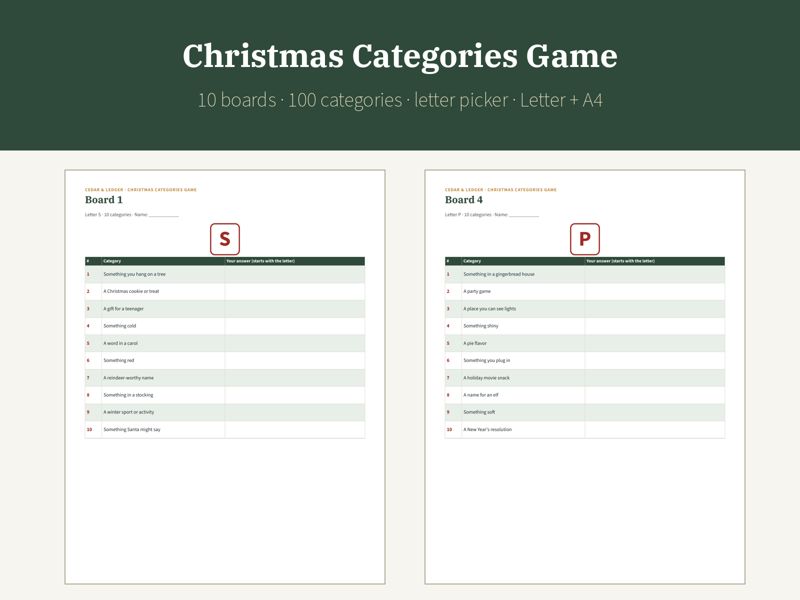Christmas Party Games Mega Pack: categories game preview