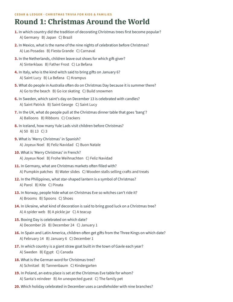 Christmas Trivia for Kids & Families: world preview