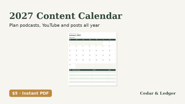 2027 Content Calendar Printable: thumb 600 preview