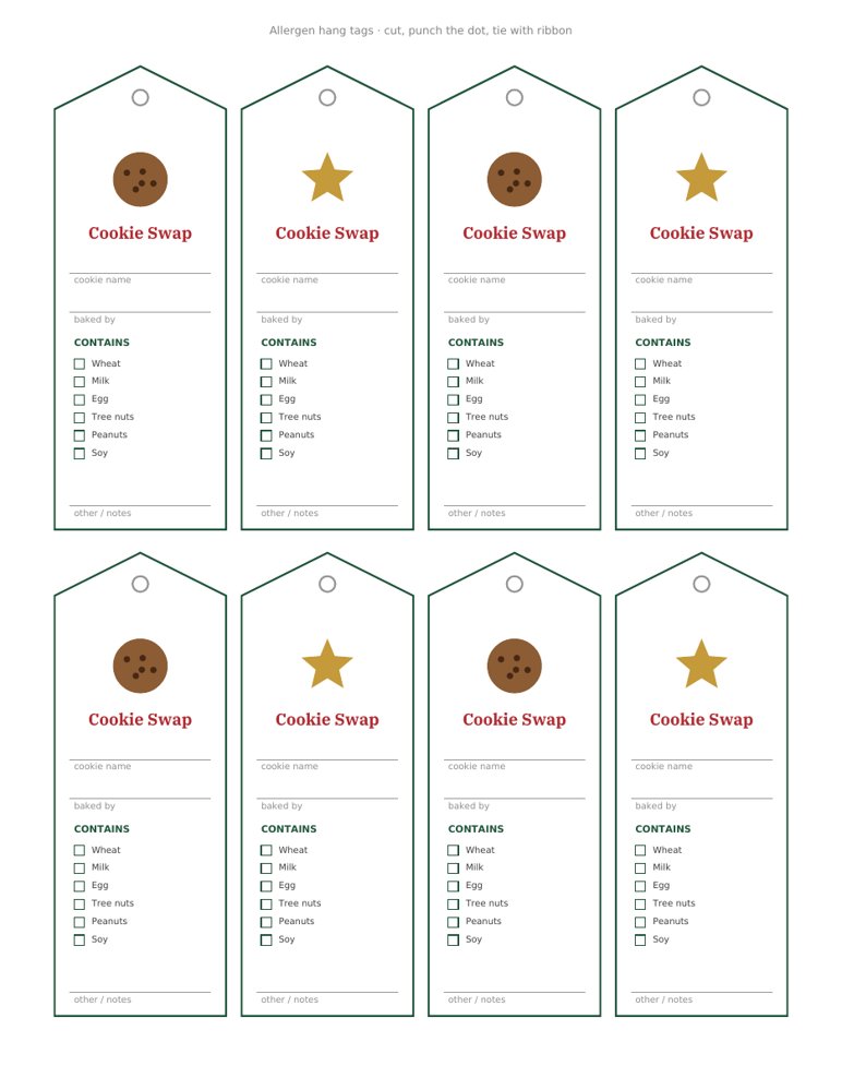 Hang tags with a contains checklist