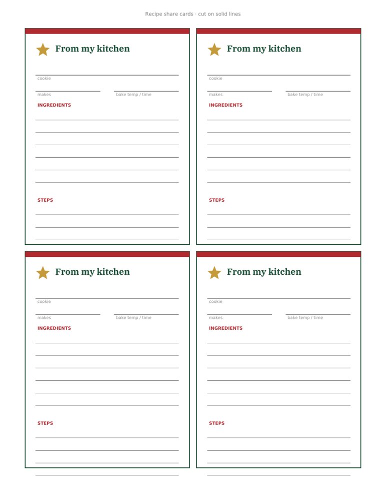 Recipe share cards