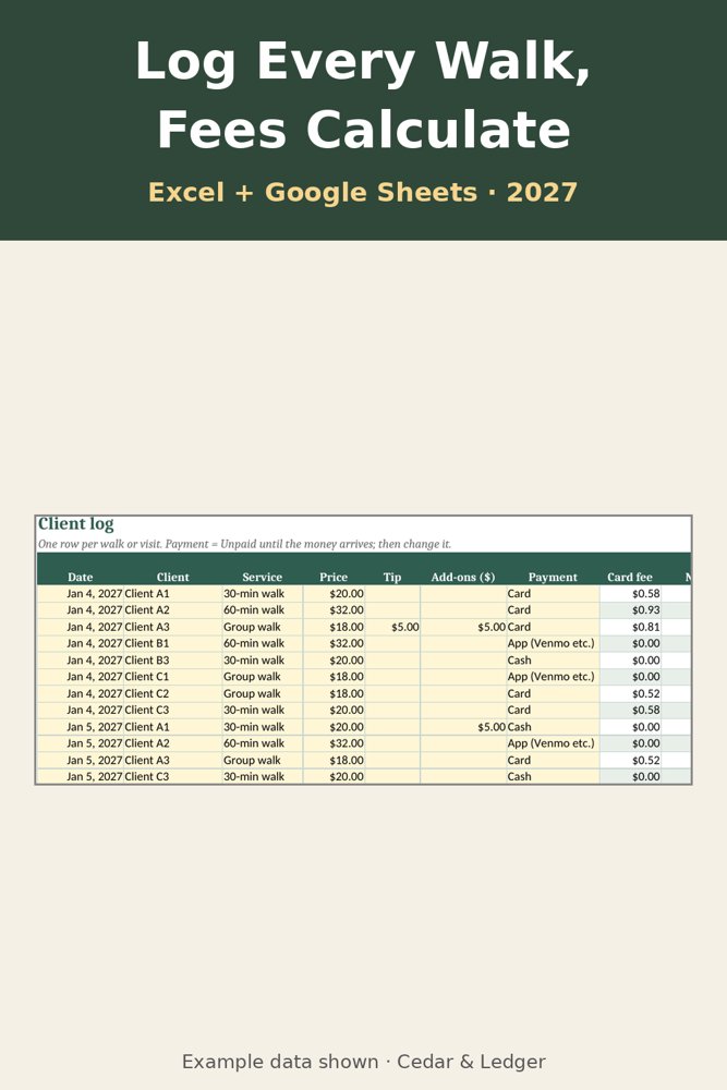 2027 Dog Walker & Pet Sitter Business Tracker: shifts preview