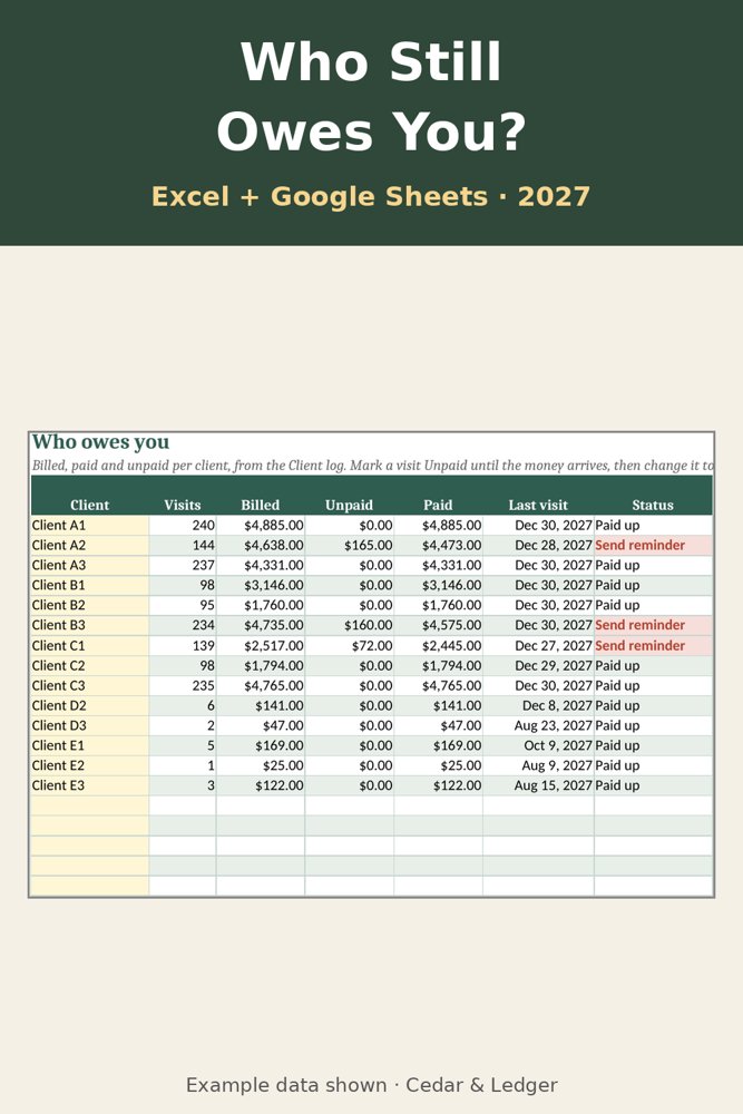 2027 Dog Walker & Pet Sitter Business Tracker: billing preview