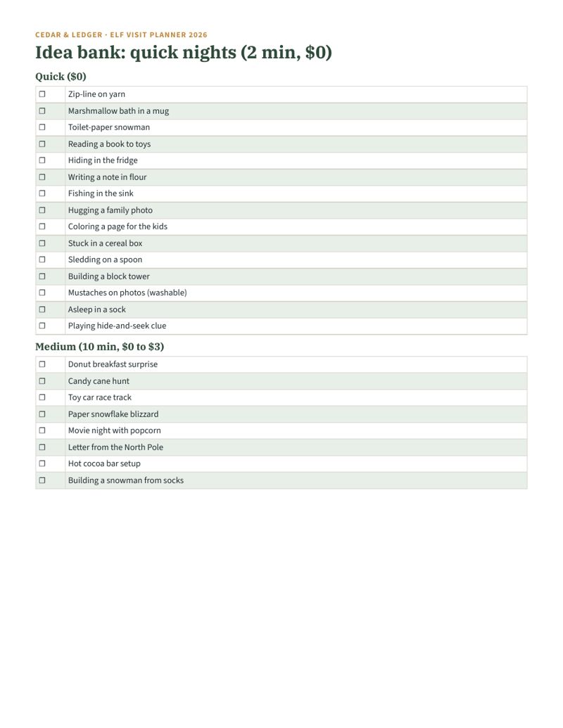 Christmas Elf 25-Day Visit Planner 2026: ideas preview