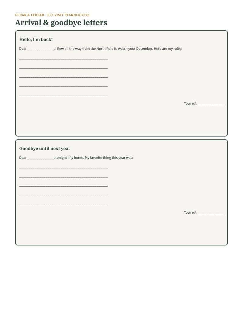 Christmas Elf 25-Day Visit Planner 2026: letters preview