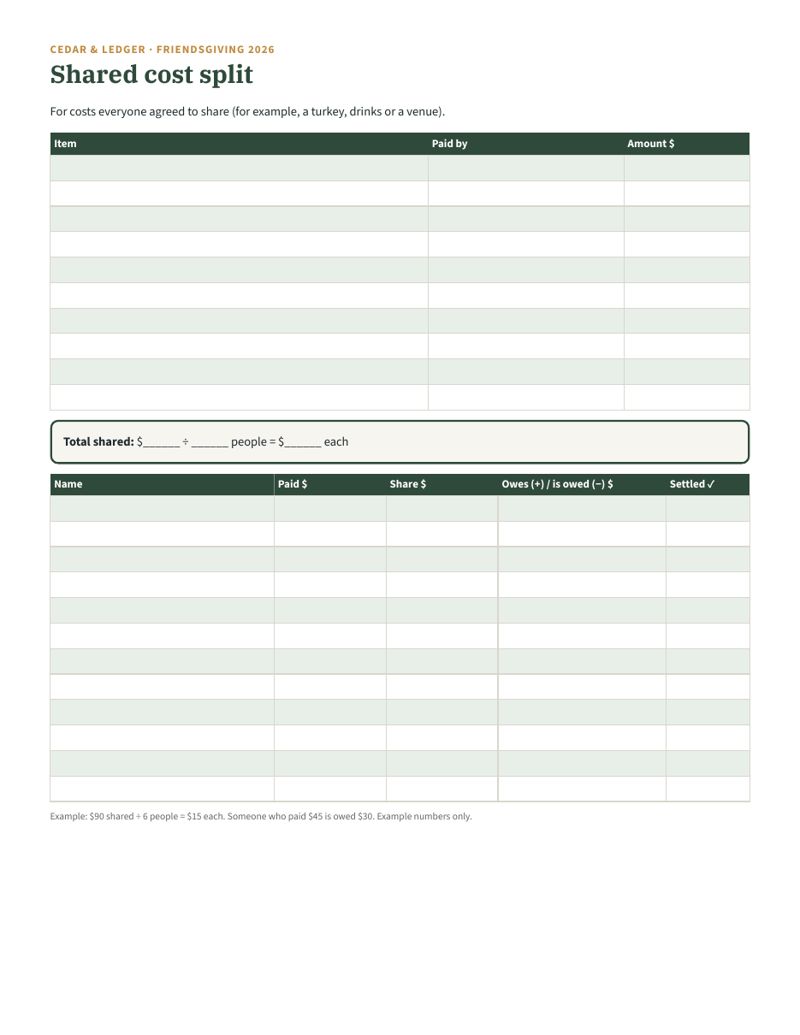 Friendsgiving Planner & Potluck Sign-Up 2026: split preview