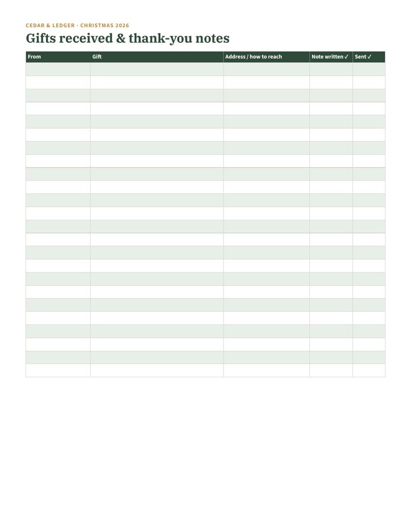 Gift Receipts, Returns & Thank-You Tracker: thank you preview
