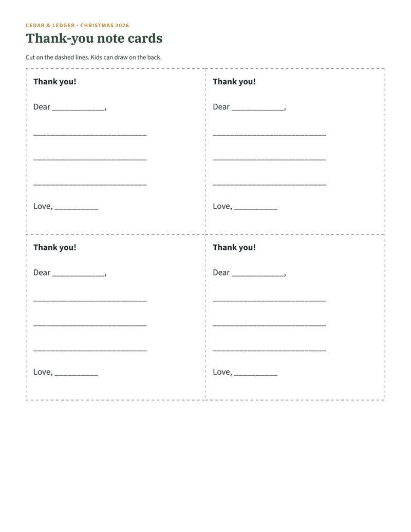 Gift Receipts, Returns & Thank-You Tracker: cards preview