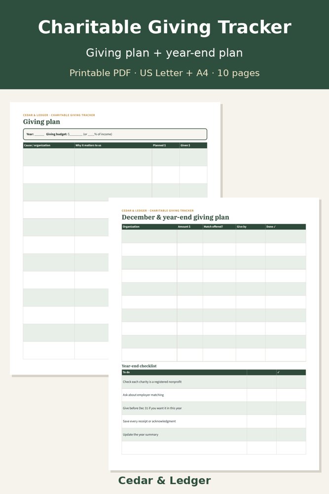 Charitable Giving & Donation Tracker: plan preview