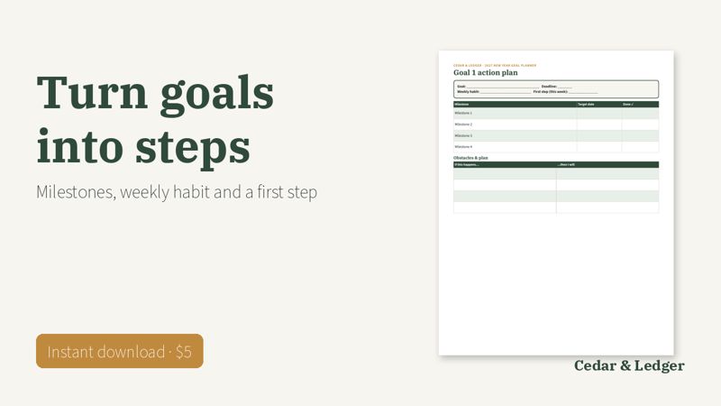 2027 Goal Planner Printable for New Year Goals and Habits: goals preview