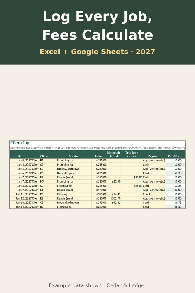2027 Handyman Business Tracker: shifts preview