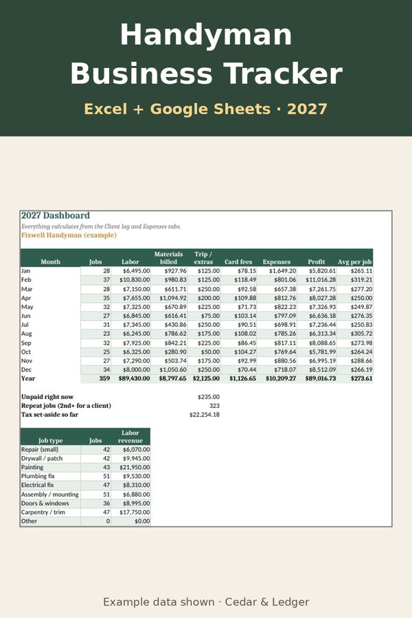 2027 Handyman Business Tracker: thumb 600 preview