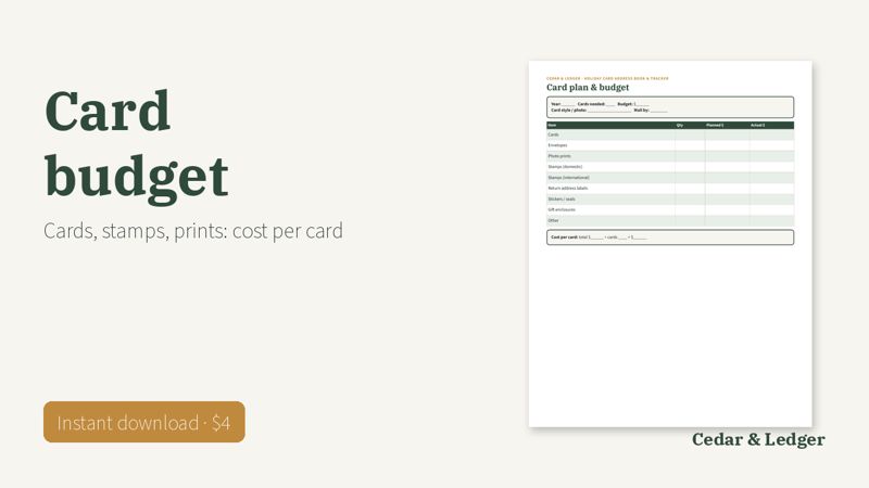 Christmas Card Address Book and Tracker (Printable): budget preview