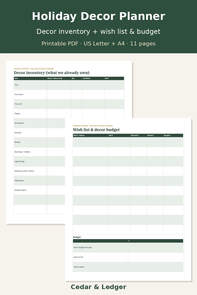 Decor inventory page